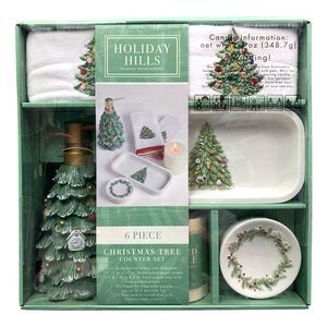Christmas Tree - Holiday Hills Seasonal Decor 6-Piece Bathroom Counter Set, Asso